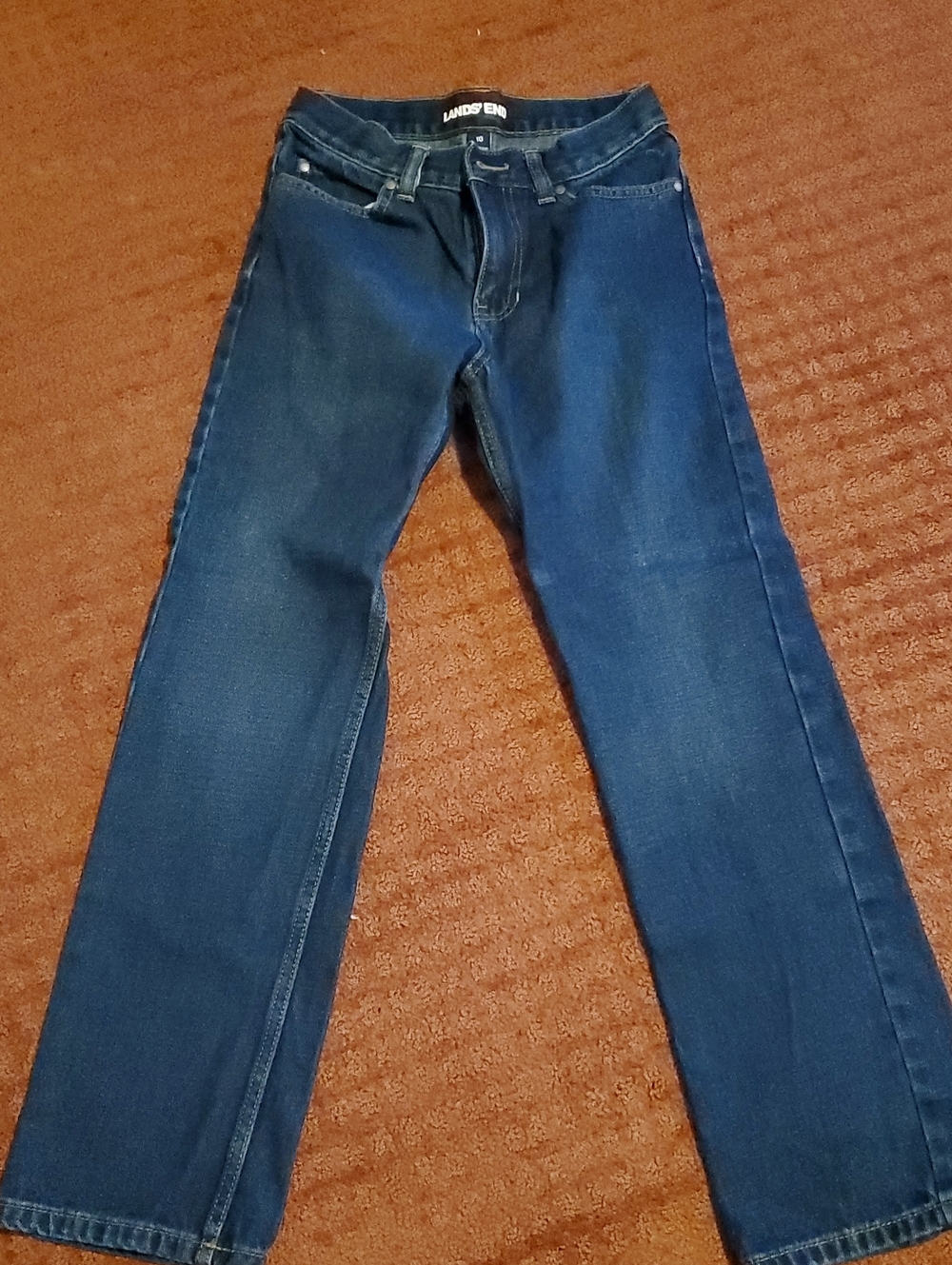 Lands' End Kids Dark Blue Straight-Leg Jeans